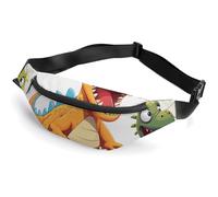 Sac banane pour homme et femme avec images de dinosaures de dessin animé - Sac banane de sport pour voyage, course à pied, randonnée, marche, entraînement, images de dinosaures de dessin animé, 36 x