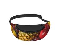 Sac banane pour homme et femme avec imprimé fruits frais et juteux, ananas, baies, pastèque, raisin, orange, sac banane pour promener le chien, pour voyage, sport, course à pied, randonnée, jogging,