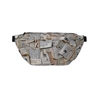 Sac banane pour homme et femme avec imprimé journal HD - Sac banane réglable - Sac banane de voyage - Sac banane pour le sport, la course à pied, la randonnée, Noir , Taille unique, Sac à dos de