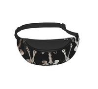 Sac banane pour homme et femme avec imprimé squelette intéressant - Pour voyage, sport, course à pied, randonnée, jogging, gym, Noir , Taille unique