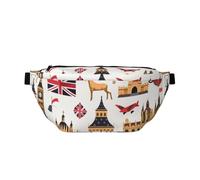 Sac banane pour homme et femme avec imprimé symboles de l'Angleterre - Sac banane réglable - Sac banane de voyage pour le sport, la course à pied, la randonnée, Noir , Taille unique, Sac à dos de