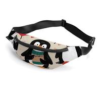 Sac banane pour homme et femme avec inscription « I Love Penguins » - Petit sac banane avec sangle réglable - Imperméable - Sac banane tendance pour voyage, randonnée, course à pied, blanc, 36 x 15
