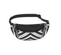 Sac banane pour homme et femme avec lignes en zigzag imprimées pour voyage, sport, course à pied, randonnée, jogging, gym, Noir , Taille unique