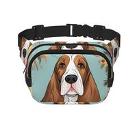 Sac banane pour homme et femme avec motif âne et fleur - Sac banane double réglable pour voyage, sport et quotidien, Sweet Basset Hound Florals, Taille unique