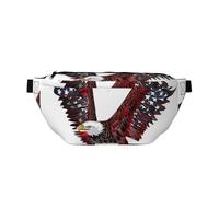 Sac banane pour homme et femme avec motif drapeau aigle américain - Réglable - Sac banane de voyage - Pour le sport, la course à pied, la randonnée, Noir , Taille unique, Sac à dos de