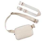 Sac banane pour homme et femme avec sangle d'extension, petite pochette pour voyage, entraînement, course à pied, randonnée (beige + sangle)