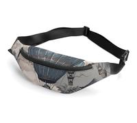 Sac banane pour homme et femme avec sangle réglable, Balade en montgolfière, 36*15cm, Art Déco
