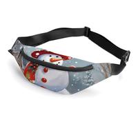 Sac banane pour homme et femme avec sangle réglable - Beau sac à bandoulière « Island in the Sea », Bonhomme de neige et oiseaux Merry Christmas, 36*15cm