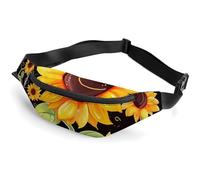 Sac banane pour homme et femme avec sangle réglable - Beau sac à bandoulière « Island in the Sea », Joli tournesol., 36*15cm