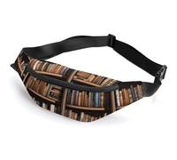 Sac banane pour homme et femme avec sangle réglable, Bibliothèque, 36*15cm, Art Déco