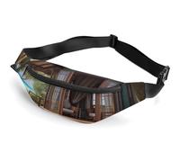 Sac banane pour homme et femme avec sangle réglable, Bungalow romantique en bois, 36*15cm, Art Déco