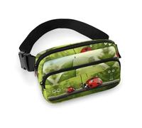 Sac banane pour homme et femme avec sangle réglable Gay Pride arc-en-ciel pour tous les jours, Coccinelle tenant un parapluie, 20x13cm