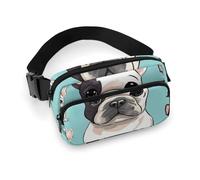 Sac banane pour homme et femme avec sangle réglable motif âne sur prairie verte pour tous les jours, Joli bouledogue français, 20x13cm