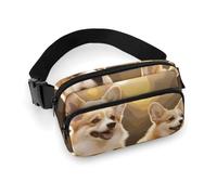 Sac banane pour homme et femme avec sangle réglable motif âne sur prairie verte pour tous les jours, Adorable chien Corgi, 20x13cm