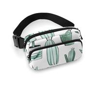 Sac banane pour homme et femme avec sangle réglable Motif camouflage militaire pour tous les jours, Cactus et plantes succulentes, 20x13cm