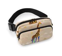 Sac banane pour homme et femme avec sangle réglable Motif carte du monde Noir, Amateurs de girafe colorés., 20x13cm