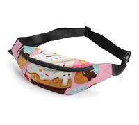 Sac banane pour homme et femme avec sangle réglable Motif chat mignon, Sweet Ice Cream, 36*15cm, Art Déco