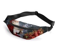 Sac banane pour homme et femme avec sangle réglable Motif chien sur la pelouse, Cadeau de Noël « Merry Christmas », 36*15cm, Art Déco