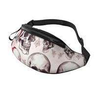 Sac banane pour homme et femme avec sangle réglable Motif crânes esquisses