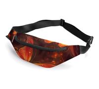 Sac banane pour homme et femme avec sangle réglable Motif fleurs de feu et papillon, Fleurs de feu papillon, 36*15cm, Art Déco