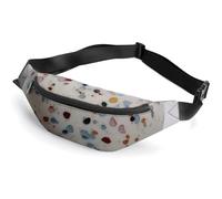 Sac banane pour homme et femme avec sangle réglable Motif fleurs de feu et papillon, Forme de cœur tachetée colorée, 36*15cm, Art Déco