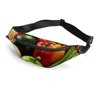 Sac banane pour homme et femme avec sangle réglable Motif fleurs de feu et papillon, Légumes frais Fruits, 36*15cm, Art Déco