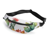 Sac banane pour homme et femme avec sangle réglable Motif fleurs de feu et papillon, Plante succulente aquarelle, 36*15cm, Art Déco