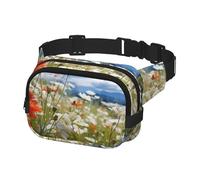 Sac banane pour homme et femme avec sangle réglable Motif fleurs de prairie et marguerites