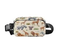 Sac banane pour homme et femme avec sangle réglable Motif lion, éléphant, gazelle, C683, Poche de rangement
