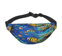 Sac banane pour homme et femme avec sangle réglable Motif lune fleurs et papillons, Poissons tropicaux du monde sous-marin, Taille unique