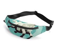 Sac banane pour homme et femme avec sangle réglable Motif pingouin portant des fleurs, Goat Frolic, 36*15cm, Art Déco