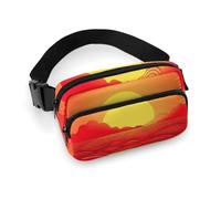 Sac banane pour homme et femme avec sangle réglable - Motif smiley coloré - Pour tous les jours, Red Sunrise, 20x13cm