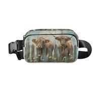 Sac banane pour homme et femme avec sangle réglable Motif vaches des Highlands, C940, Poche de rangement