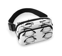 Sac banane pour homme et femme avec sangle réglable pour l'extérieur, motif pingouin, 20 x 13 cm, Comic Line Pingouin, 7.9 X 5.1 in