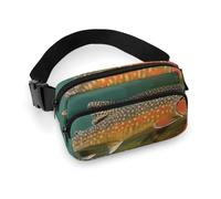 Sac banane pour homme et femme avec sangle réglable pour pêche à la truite de ruisseau pour tous les jours, Brook Trout Fly Fishing, 20x13cm