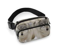 Sac banane pour homme et femme avec sangle réglable pour tous les jours, Deux loups marchant dans la neige, 20x13cm