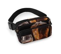 Sac banane pour homme et femme avec sangle réglable pour tous les jours, Photos de bière whisky, 20x13cm