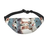 Sac banane pour homme et femme avec sangle réglable - Sac banane tendance pour voyage, Bonhomme de neige heureux., Taille unique