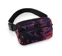 Sac banane pour homme et femme avec sangle réglable style dessin animé pour tous les jours, Maison hantée noire, 20x13cm
