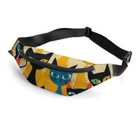 Sac banane pour homme et femme avec sangle réglable, Un groupe de chats, 36*15cm, Art Déco