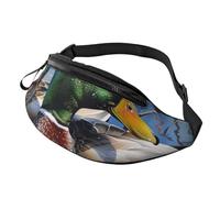 Sac banane pour homme et femme avec texture marbrée et éclaboussures de cuivre, Canard colvert 1, Taille unique