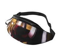 Sac banane pour homme et femme avec trois bouteilles de vin et sac à bandoulière en verre avec sangle réglable