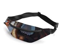 Sac banane pour homme et femme avec trois dragons qui respirent le feu, sac banane de sport avec sangle réglable, sac banane tendance pour voyage, course à pied, entraînement, blanc, 36,6 x 15,9 cm,