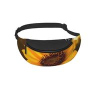 Sac banane pour homme et femme - Beau sac banane imprimé tournesol - Pour voyage, sport, course à pied, randonnée, jogging, gym, Noir , Taille unique