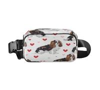 Sac banane pour homme et femme Cavalier King Charles Dog Petit sac banane en forme de cœur pour promenade de chien, course à pied, cyclisme, randonnée, voyage, entraînement avec sangle réglable, C571,