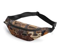Sac banane pour homme et femme, collection guitare, sac banane de sport, sac banane tendance avec sangle réglable, Noir , 36*15cm