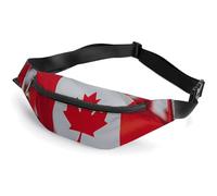 Sac banane pour homme et femme - De nombreux petits drapeaux canadiens - Petit sac banane avec sangle réglable - Imperméable - Sac banane tendance pour voyage, randonnée, course à pied, blanc, 36 x 15