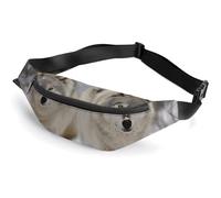 Sac banane pour homme et femme - Deux loups marchant dans la neige - Petit sac banane avec sangle réglable - Imperméable - Sac banane tendance pour voyage, randonnée, course à pied, blanc, 36,8 x 15,9
