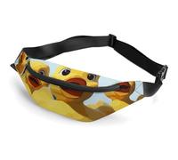 Sac banane pour homme et femme en caoutchouc jaune avec sangle réglable, Adorable canard en caoutchouc jaune, 36*15cm, Art Déco