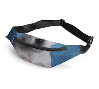 Sac banane pour homme et femme en caoutchouc jaune avec sangle réglable, Rose bleue chiot, 36*15cm, Art Déco